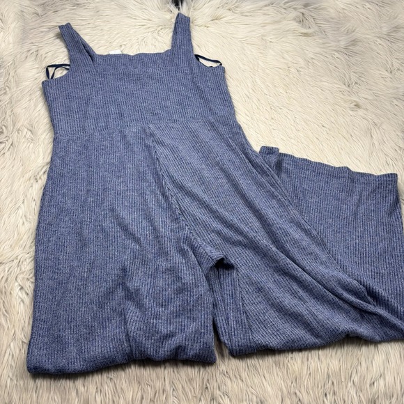 NWT Gap Women's XL Blue Soft Spun Square Neck Wide Leg Knit Jumpsuit - Picture 9 of 10